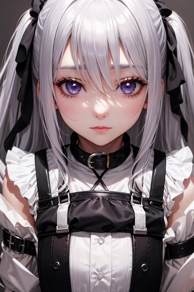 Silver Hair、Small breasts、A slave girl who loves her master、Wearing a collar and wearing slave clothes、Upper body suspenders、Wide suspenders completely hide nipples、Suspender Bra、Master's orders are absolute obedience、Serving your husband、Shy blush、Estrus、Fawning on the Master、Shy smile、It seems visible but it's not、(((SFW、sound、Highest quality、first-clasasterpiece、Normal body、8k、Detailed face、Ultra-precision、Normal hand、Normal finger、5Finger、Highest)))