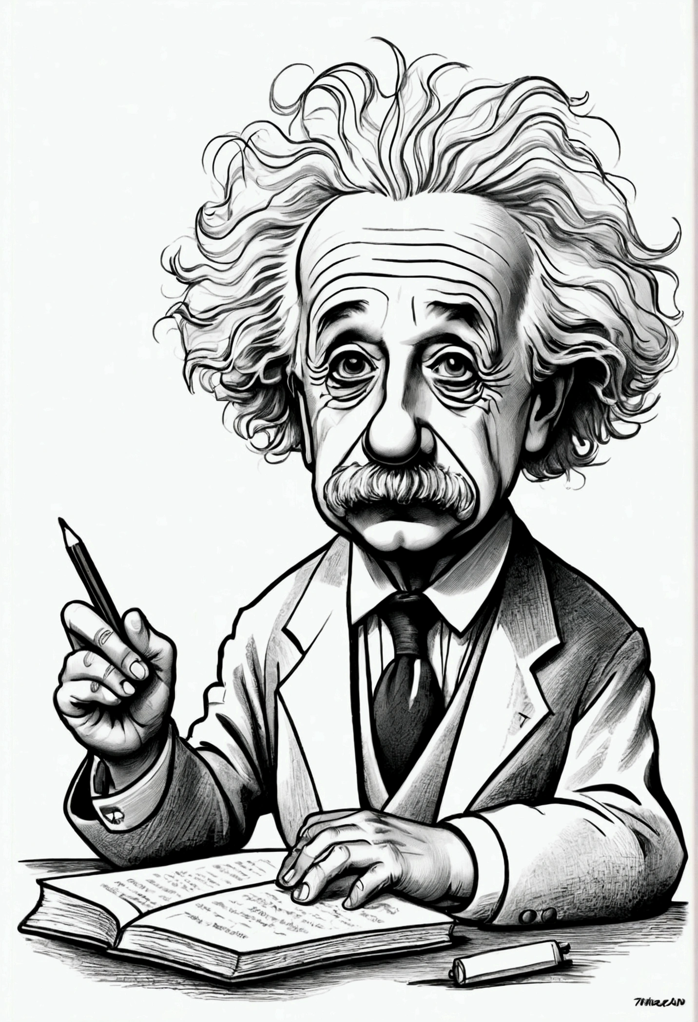 Cartoon drawing of Einstein asking whether the exam was difficult or easy 