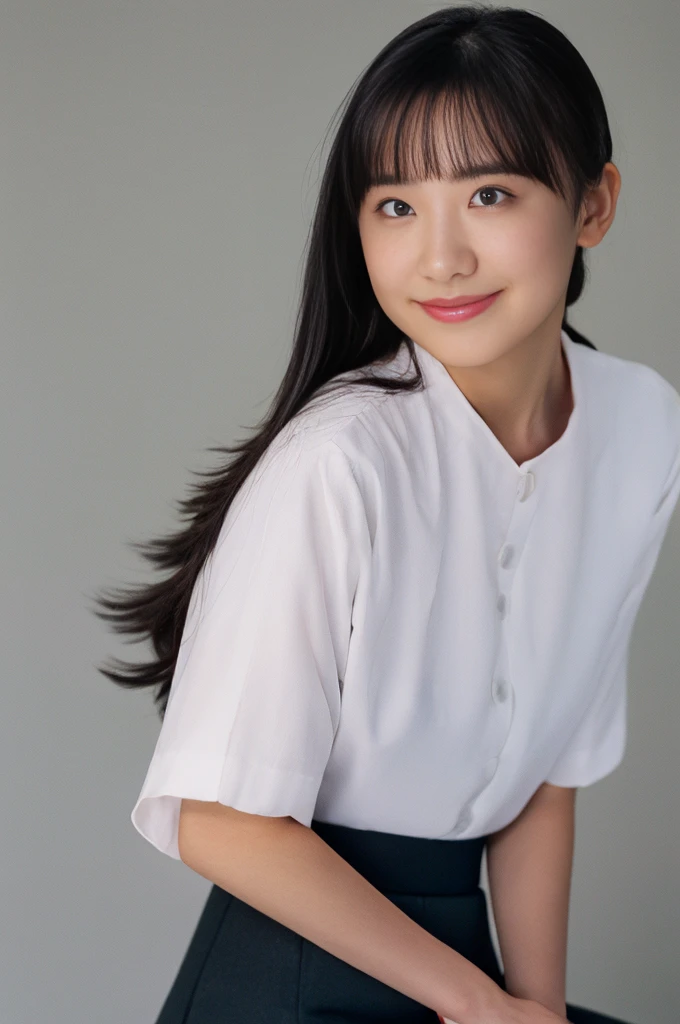 (8k、RAW Photos、highest quality、masterpiece:1.2)、(Realistic、Realistic)、1 girl、((Town、suit、short hair、smile、Tight hirt、Standing with hands on hips))、