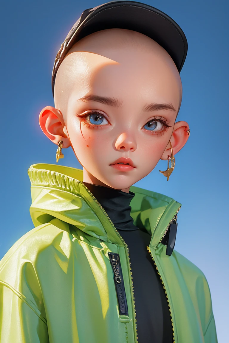 Blind Box,Simple Background,Shaved Head，Blonde Hair，balenciaga