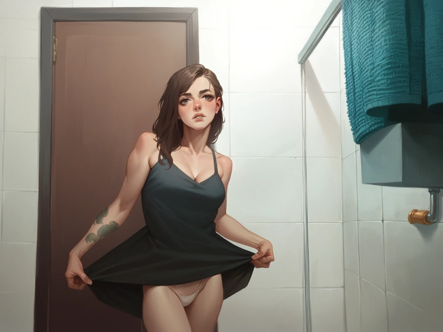 Same woman as the reference but naked