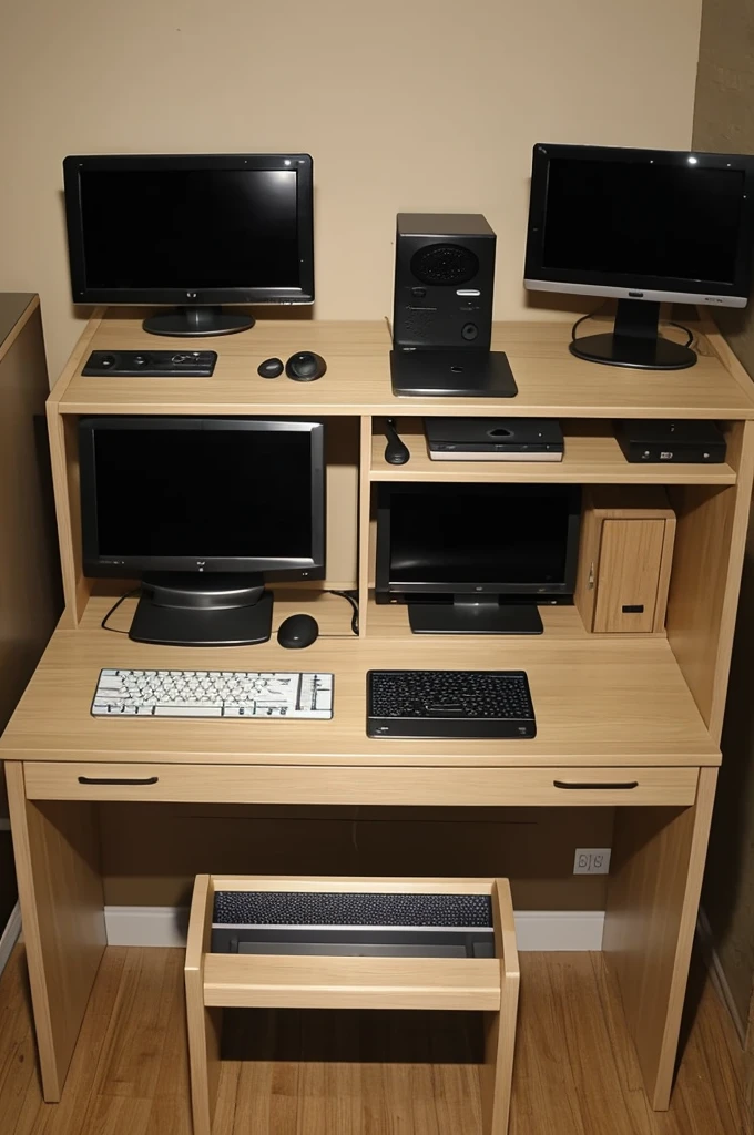 Console with a screen and with 30 buttons and a small computer screen