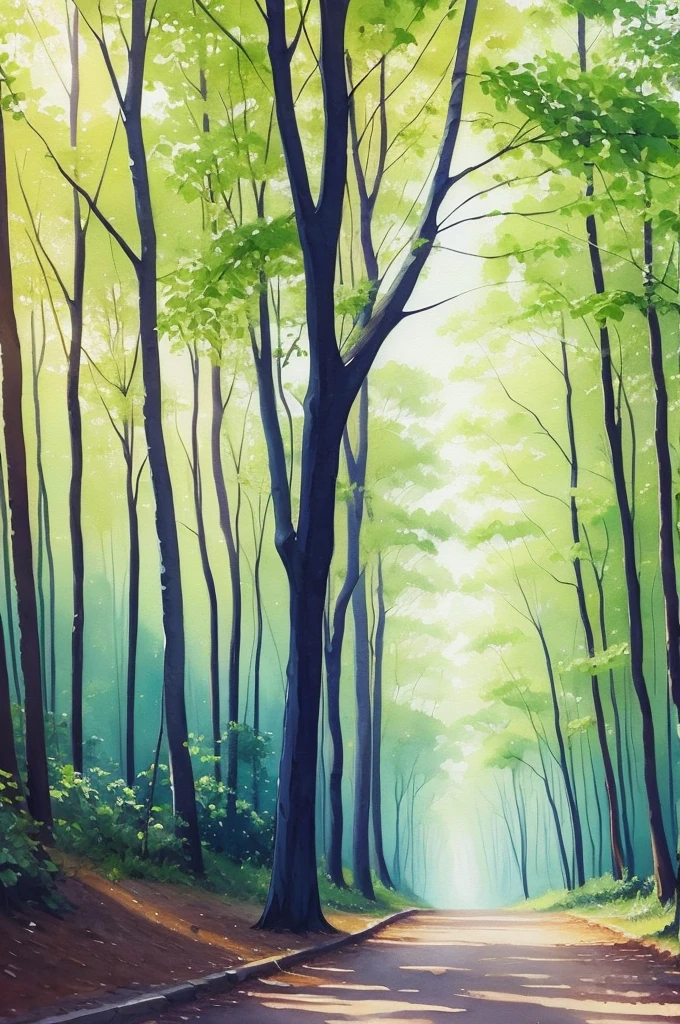 There is a painting of a tree 
 smooth, watercolor style, high quality
