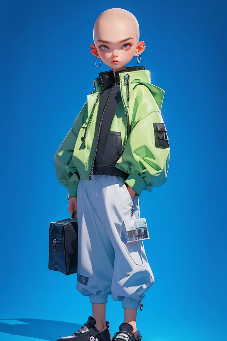 Blind Box,Simple Background,Blind Box,Simple Background,Shaved Head,Blonde Hair,Margiela,balenciaga,Vetments,High Fashion,black,whole body