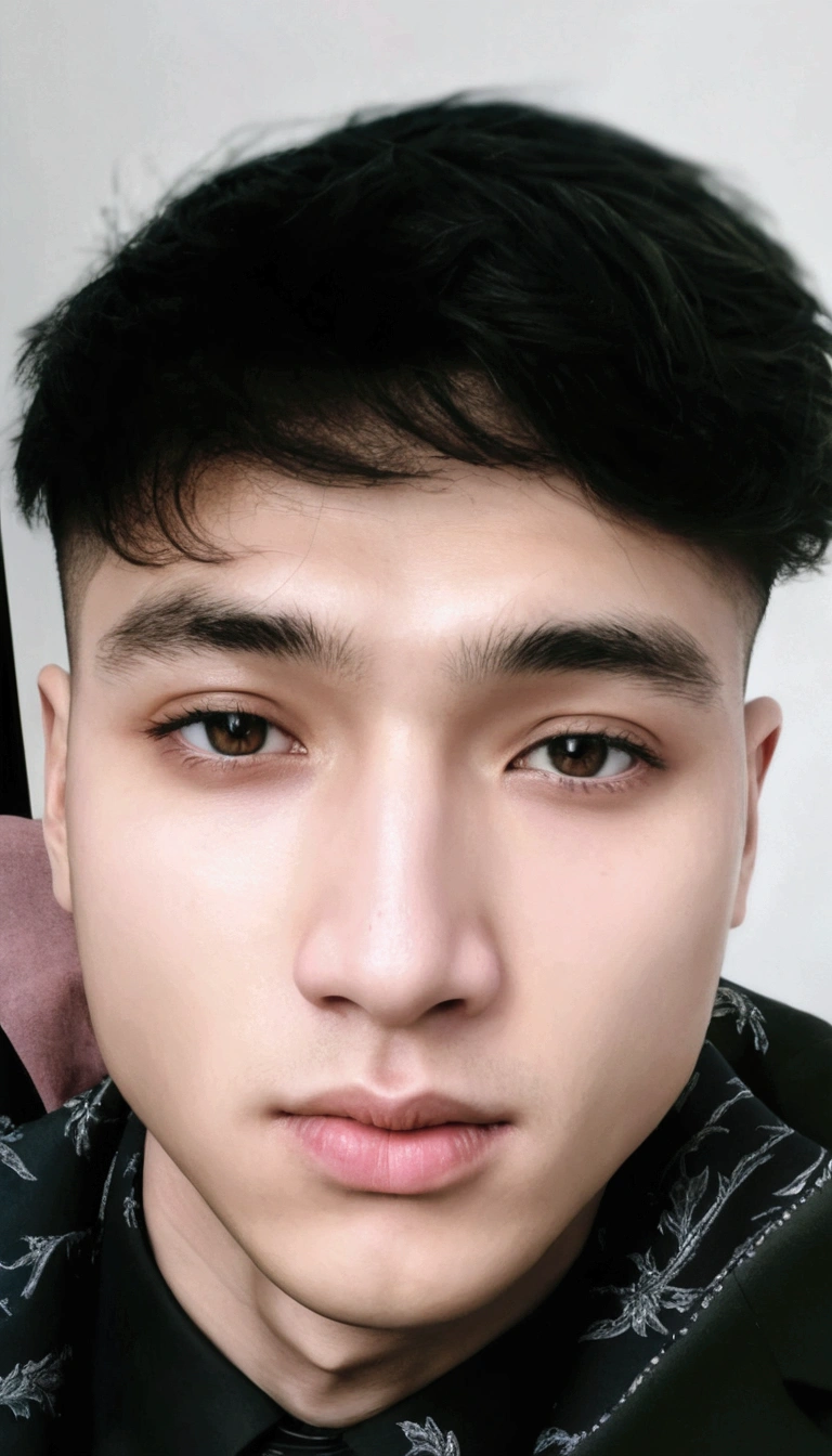 Highest quality, masterpiece, Ultra-high resolution, (Realistic: 1.4), Original photo, wallpaper, Head Photo, skin, Simple Background, Iris, detailed, Selfie, 1 boy, 18-year-old, good looking, Wind,Sunset、suit