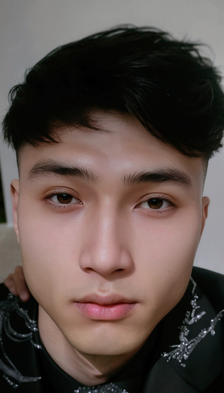 Highest quality, masterpiece, Ultra-high resolution, (Realistic: 1.4), Original photo, wallpaper, Head Photo, skin, Simple Background, Iris, detailed, Selfie, 1 boy, 18-year-old, good looking, Wind,Sunset、suit