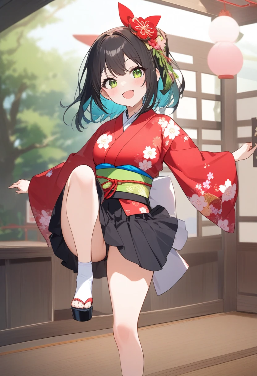 ,score_7_up,score_8_up,score_9,japanese girl,smile,,one leg standing,grab one leg