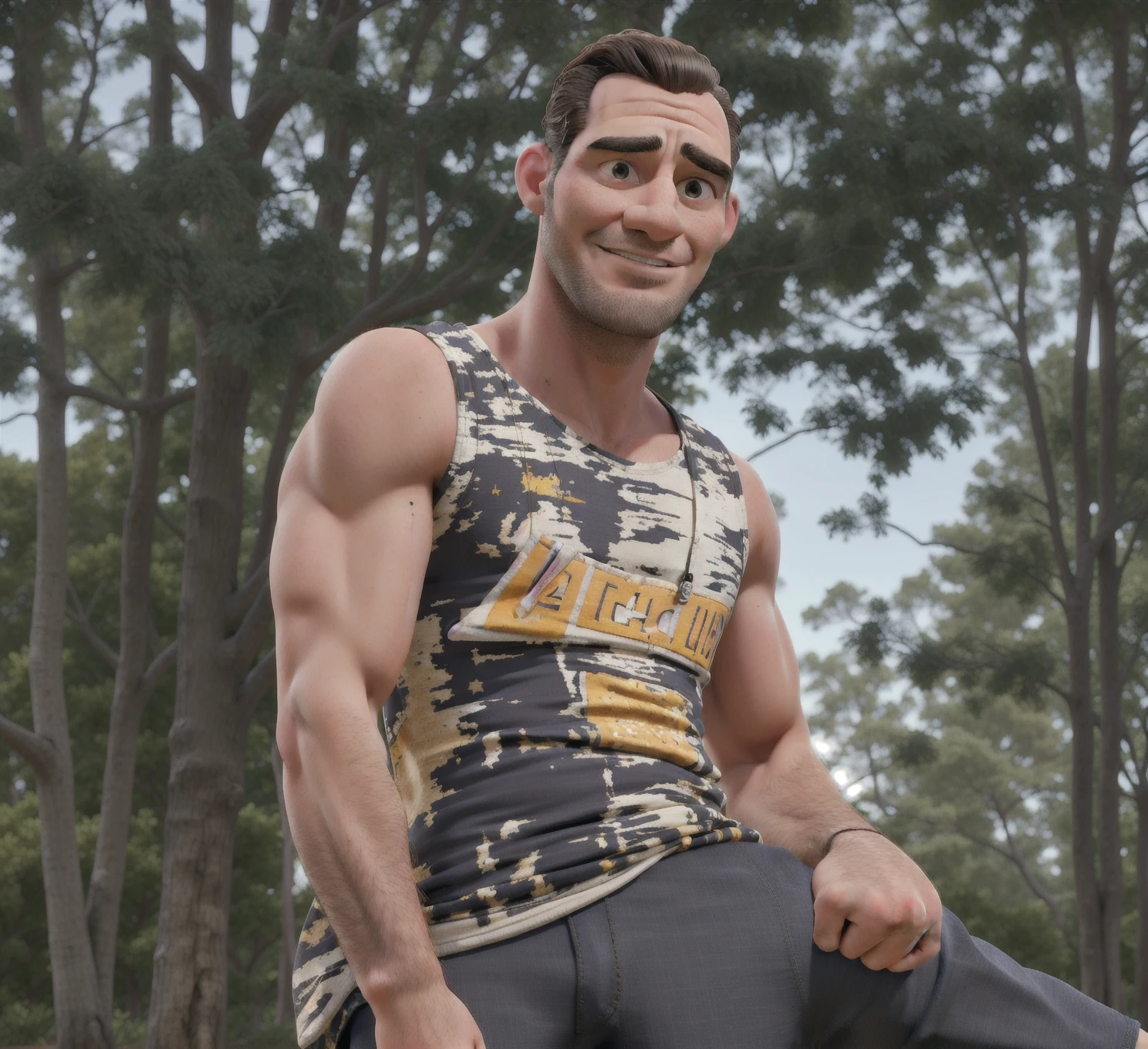 A handsome father man, tight clothes