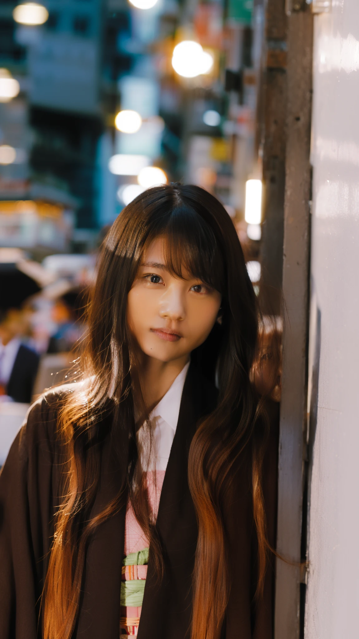 Cute Japanese female, (), (Very cute face: 1.3), White moisturized skin,
BREAK,
Idol,
BREAK,
(Wearing cute kimono: 1.3), (Very revealing kimono), Very large earrings, Short length,
BREAK,
(Fighting pose: 1.3),
BREAK,
(Long hair), (Gray hair), (Wavy hair), (Gradient hair: 1.3), (Red hair at the ends),
BREAK,
(Realistic: 1.3), Masterpiece, Perfect lighting, (Ultra high resolution), (8K), (Very detailed: 1.4), (From the front), Looking at the camera, Melancholy expression, (Full body: 1.3),
BREAK,
(Japanese city streets: 1.2),
BREAK,
(Demon Slayer: 1.4),
BREAK,
(Hellfire: 1.2), Demon,