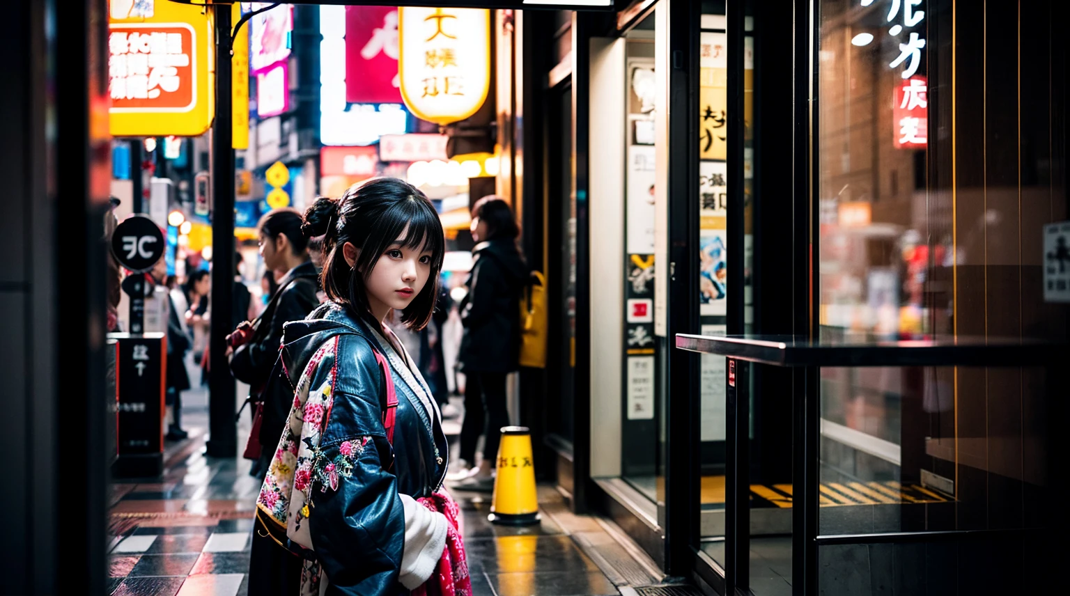 Harajuku fashionista in Japan, 24mm, 4K Textures, Soft cinematic light, Adobe Lightroom, Photo Lab, High resolution, Complex, Very detailed, Sharp focus, Calm tone, Insane Details, Complex details, Ultra-detailed, Low contrast, Soft cinematic light, Exposure Blending