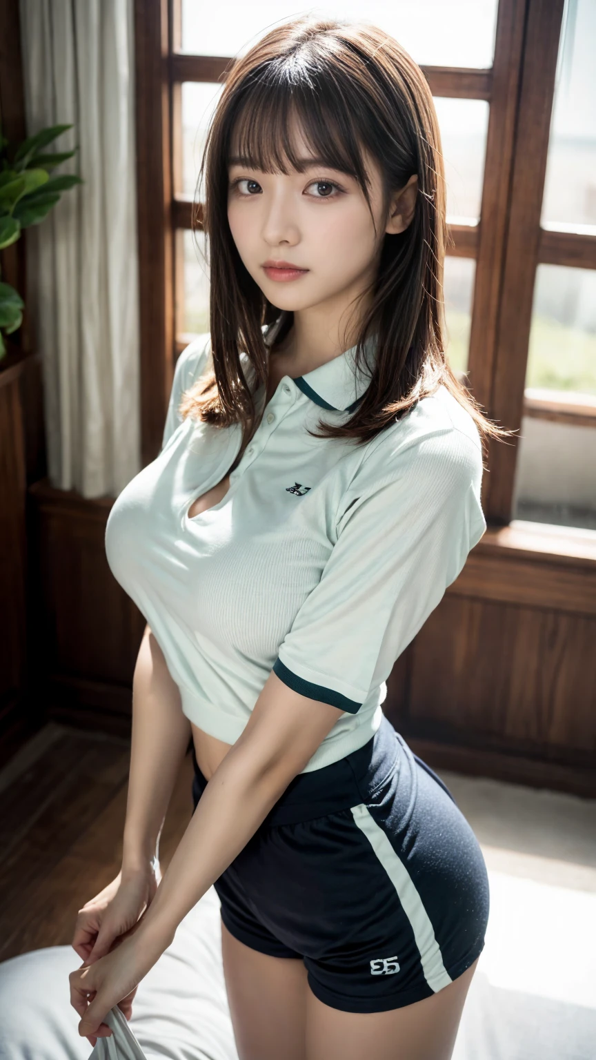 ((office)),  lewd smile、(Realistic、Realistic:1.37)、(masterpiece)、(Highest quality:1.4)、(超A high resolution:1.2)、(RAW Photos:1.2)、(Sharp focus:1.3)、(stand:1.2)、elegant、(Whole Body Ezbian:1.2)、(Girl wearing a polo shirt and skirt:1.3)、bangs、((Blonde)), Very cute Japanese girl、((Spread your legs:1.4)), (A faint smile:1.3)、(Makes hair shine:1.3)、((Panty stain)), Short pleated skirt、Shooting from below、Beautiful and delicate eyes、 View your audience、Shooting from an up-angle、Secretly photographing underwear under a skirt、White panties:1.8
