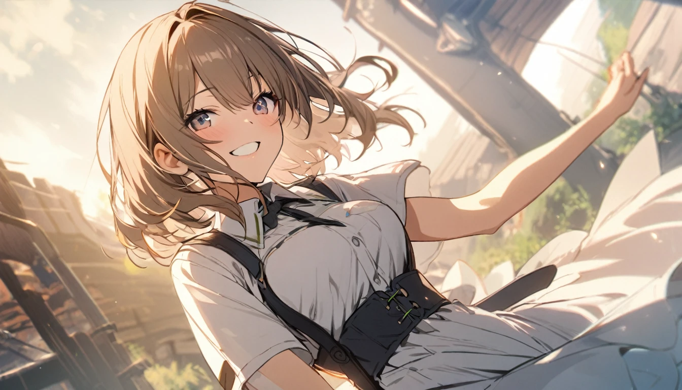 1 girl, smile