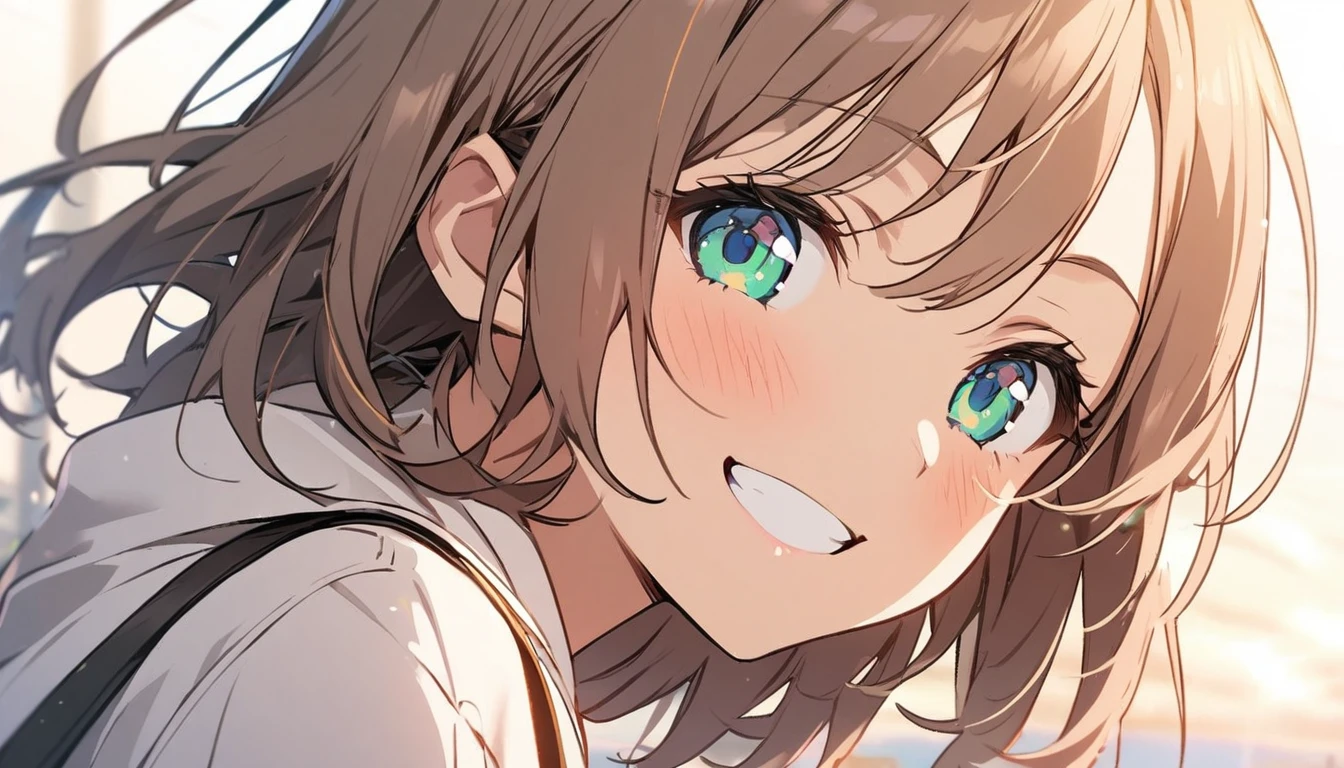 1 girl, smile