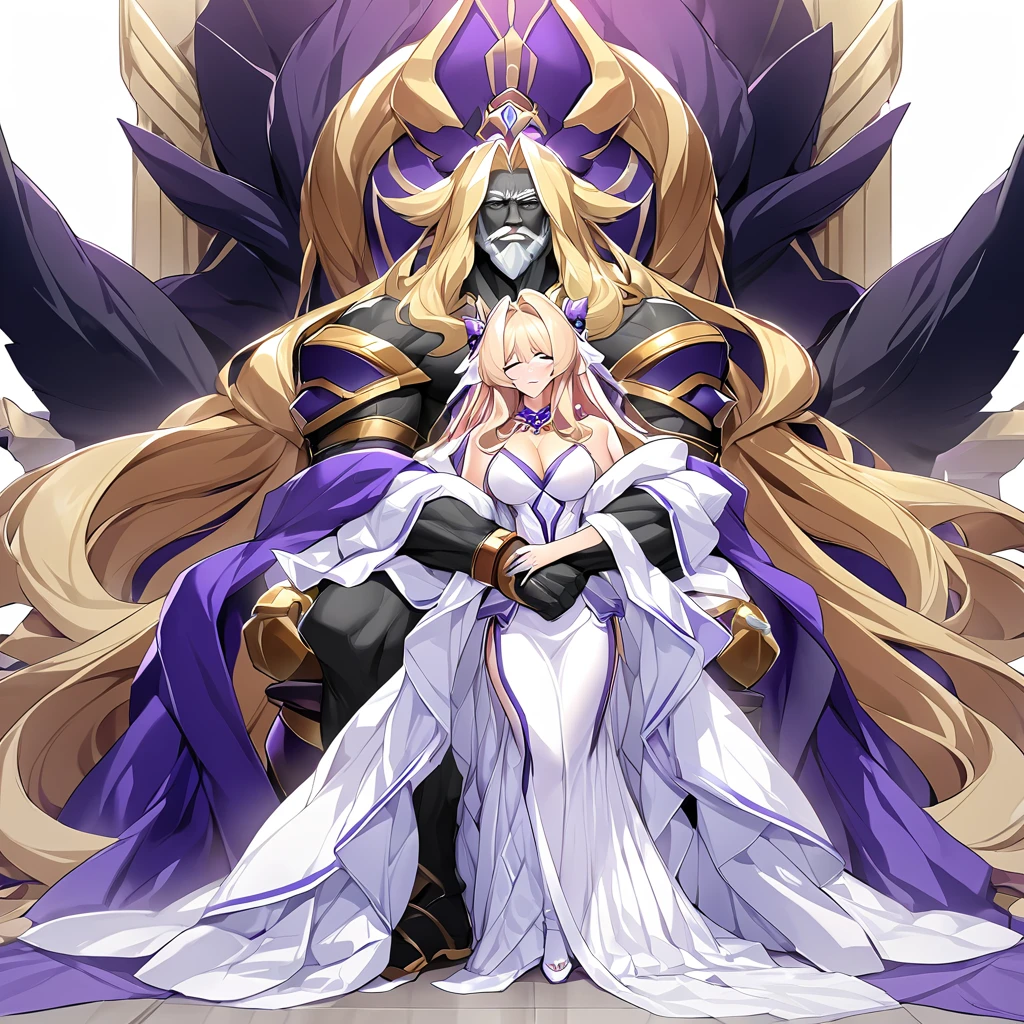 ((Highest quality)), ((masterpiece)), (detailed), (Perfect Face)、Women are divine in both mind and body, like the Greek goddess Hera.々Hera, the wife of Zeus, king of the gods, is happily embracing a man.、The woman is the goddess Hera, the queen of the one and only god Zeus. She has medium-long hair, wears a gorgeous Doric chiton, an engagement ring, and gorgeous accessories. She is an elegant, graceful, and beautiful goddess, Hera, the wife of Zeus.、The woman is depicted on a magnificent temple throne in company with the regal, bearded, elderly god Zeus, clad in a Doric chiton.、The man is the bearded, elderly god Zeus, wearing a dignified Doric chiton, embracing a woman.