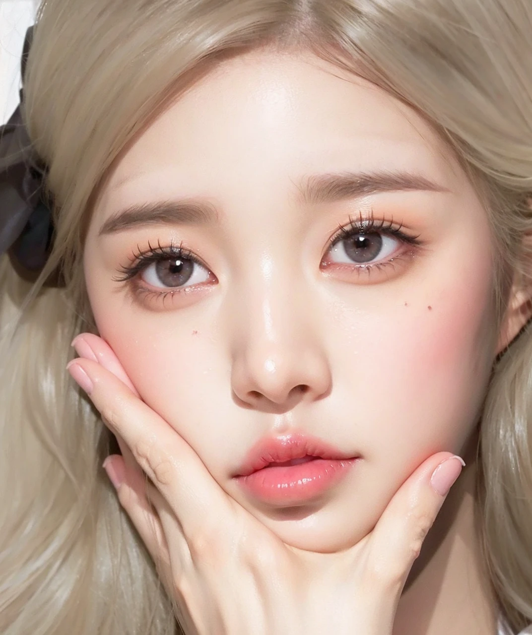 Wonyoung from IVE face, foto realista, ultra HD, 8k, big juicy lips
