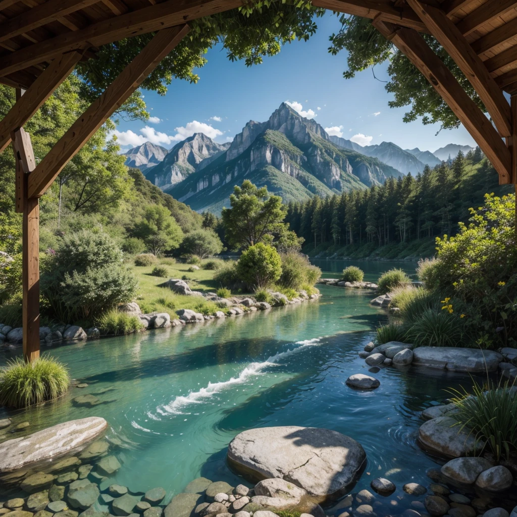 Cities connected by , valleys with crystal-clear rivers and hanging gardens ,mountainscape, and crystal clear lakes.