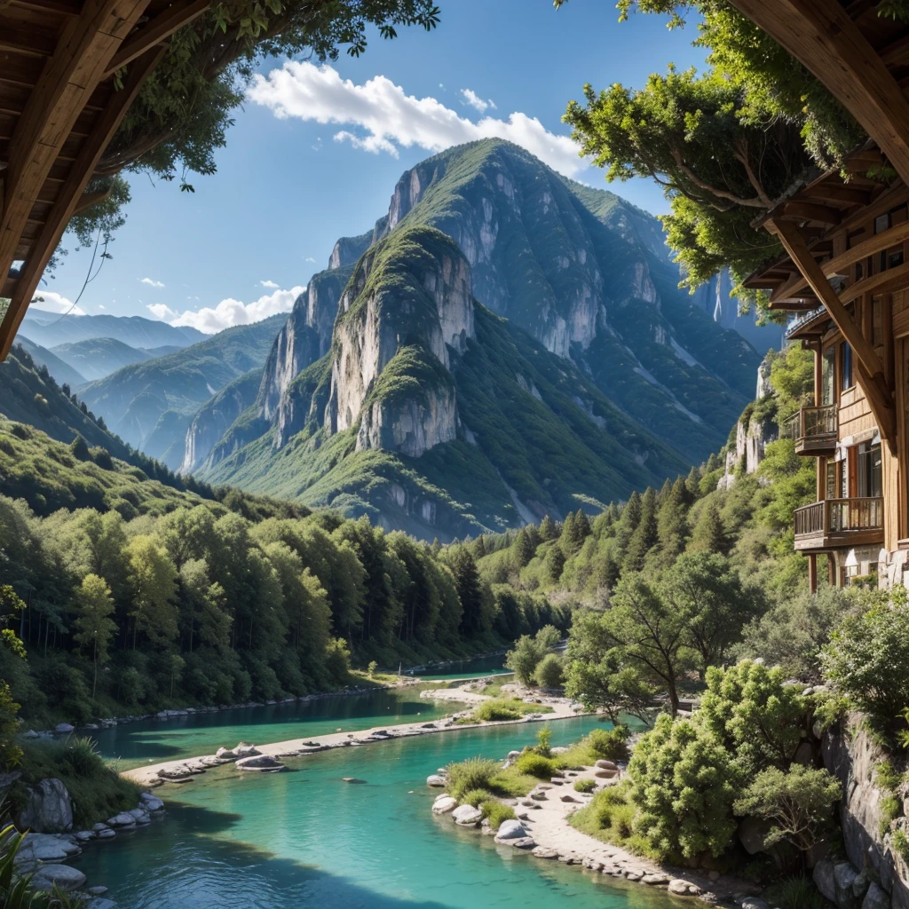 Cities connected by , valleys with crystal-clear rivers and hanging gardens ,mountainscape, and crystal clear lakes.