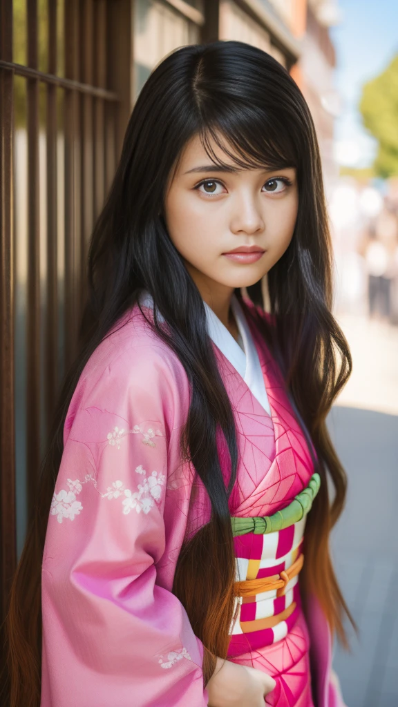 Cute Japanese woman, (************), (Very cute face: 1.3), White moist skin, Looking at the camera, Melancholy expression,
BREAK,
Idol,
BREAK,
(Wearing cute kimono: 1.3), (Highly revealing kimono), Very large earrings, Short length,
BREAK,
(Fighting pose: 1.3),
BREAK,
(Long hair), (Pink hair: 1.2), (Wavy hair), (Gradient hair: 1.3), (Red hair at the ends),
BREAK,
(Realistic: 1.3), Masterpiece, Perfect lighting, (Ultra-high resolution), (8K), (Highly detailed: 1.4), (From the front), (Full body: 1.3), (Symmetrical: 1.2),
BREAK,
(Japanese city streets: 1.2),
BREAK,
(Demon Slayer: 1.4),
BREAK,
(Kasumi Arimura: 1.4),