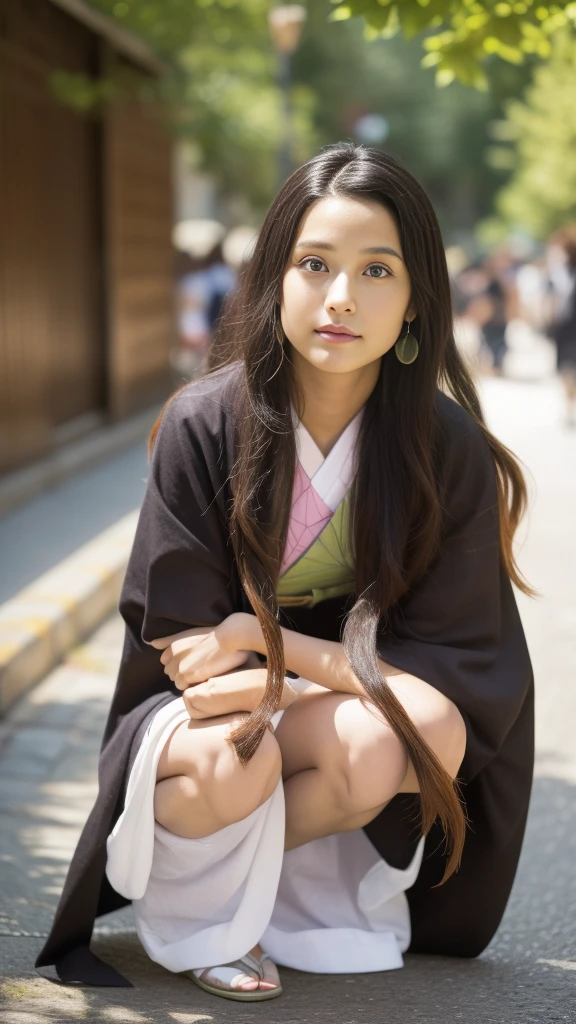Cute Japanese woman, (), (Very cute face: 1.3), White moist skin, Looking at the camera, Melancholy expression,
BREAK,
Idol,
BREAK,
(Wearing cute kimono: 1.3), (Highly revealing kimono), Very large earrings, Short length,
BREAK,
(Fighting pose: 1.3),
BREAK,
(Long hair), (Pink hair: 1.2), (Wavy hair), (Gradient hair: 1.3), (Red hair at the ends),
BREAK,
(Realistic: 1.3), Masterpiece, Perfect lighting, (Ultra-high resolution), (8K), (Highly detailed: 1.4), (From the front), (Full body: 1.3), (Symmetrical: 1.2),
BREAK,
(Japanese city streets: 1.2),
BREAK,
(Demon Slayer: 1.4),
BREAK,
(Kasumi Arimura: 1.4),