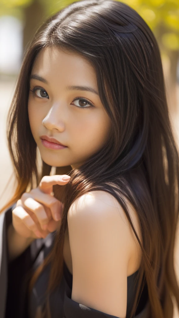 Upper body portrait of a Japanese female high school student。Her straight black hair、Shoulder-length hair with bangs reaching the eyebrows。Each and every hair is drawn in detail.、Has a natural shine、It appears shiny where light hits it。Her skin has a healthy tone、Even the pores and fine hairs are depicted in detail.。The cheeks have a natural pale pink color.、Fine shadows are visible on the nose and forehead。

Her big brown eyes、The iris pattern is depicted in detail.、The pupil is clearly visible in the center。The light from the window is reflected in her eyes、The reflection of the light gives the eyes a little sparkle.。Her eyelashes are long、Each piece is carefully drawn。Eyebrows in a natural shape、The flow of hair is clearly visible。

Her face is a bright smile、Her mouth shows pure white teeth。The teeth are well aligned、The surface of the teeth is painted with subtle light reflections.。Lips are naturally pink、The texture and shine of the lips are also realistically expressed.。She is wearing a white blouse and a navy blue sailor uniform.、A bright red ribbon is tied neatly around the collar of the uniform.。The texture and wrinkles of the clothes&#39; fibers are also depicted in detail.、The sailor uniform has white lines on the collar and cuffs.。

In the background is a school classroom、Wooden desk and chair、You can see the blackboard。Natural light pours in through the large windows、It creates soft shadows on her face and clothes.。The light warms her skin、The subtle shading emphasizes the three-dimensionality of the face.。There is a bulletin board on the wall of the classroom.、The posters and notices posted there also look faint.。The reflected light in the eyes、Hair luster、Skin Texture、Even the details of the clothes、Everything is detailed down to the last detail.。