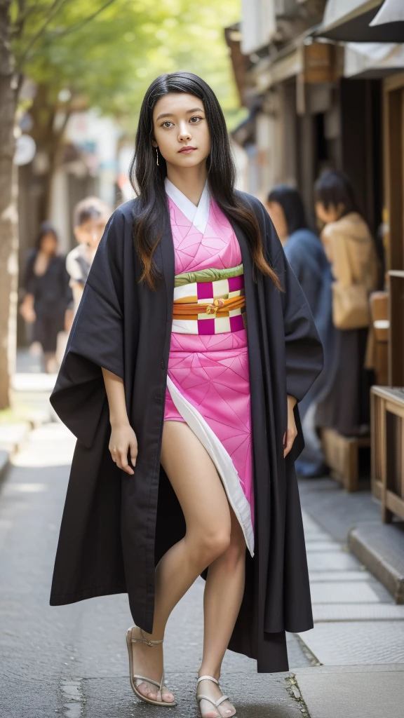 Cute Japanese woman, (16 years old), (very cute face), white moisturized skin, looking at the camera, melancholy expression,
BREAK,
Idol,
BREAK,
(wearing cute kimono: 1.3), (highly revealing kimono), very large earrings, short length,
BREAK,
(fighting pose: 1.3),
BREAK,
(long hair), (pink hair: 1.2), (wavy hair), (gradient hair: 1.3), (red hair at the ends),
BREAK,
(realistic: 1.3), masterpiece, perfect lighting, (ultra-high resolution), (8K), (highly detailed: 1.4), (from the front), (full body: 1.4), (symmetrical: 1.2), (one shot),
BREAK,
(Shibuya city in Japan: 1.2),
BREAK,
(Demon Slayer: 1.4),
BREAK,
(Imada Mio: 1.4),