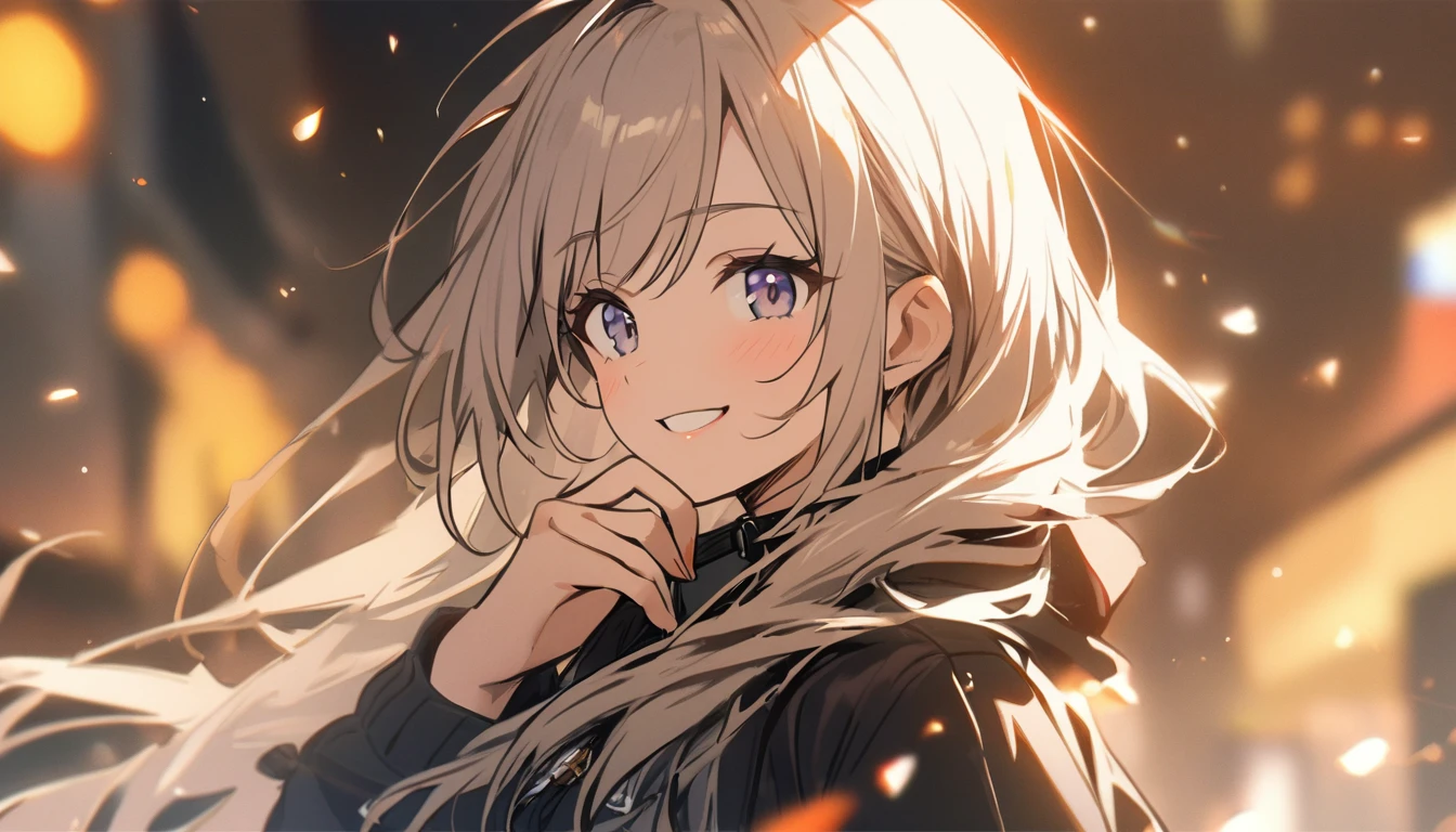 1 girl, smile