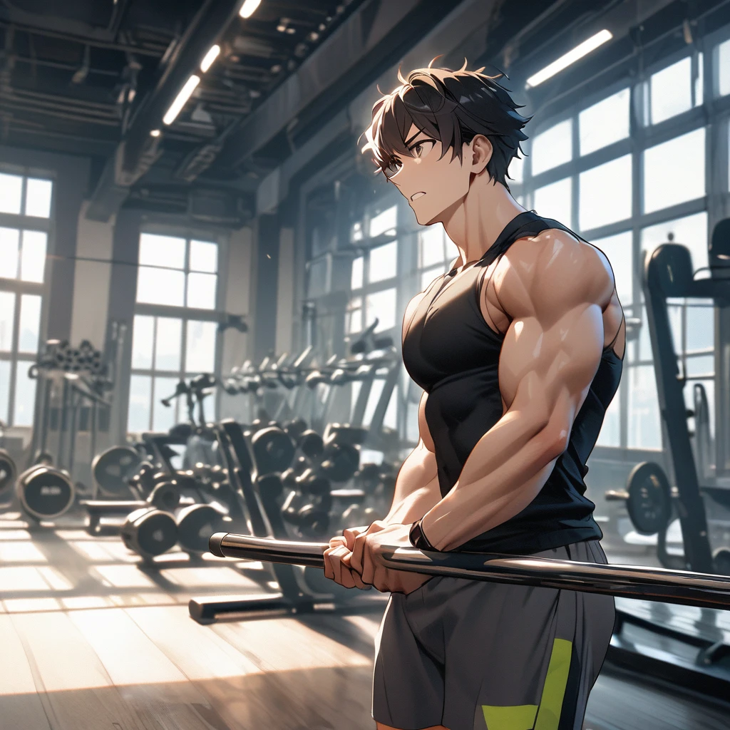 a body builder boy exercise on GYM