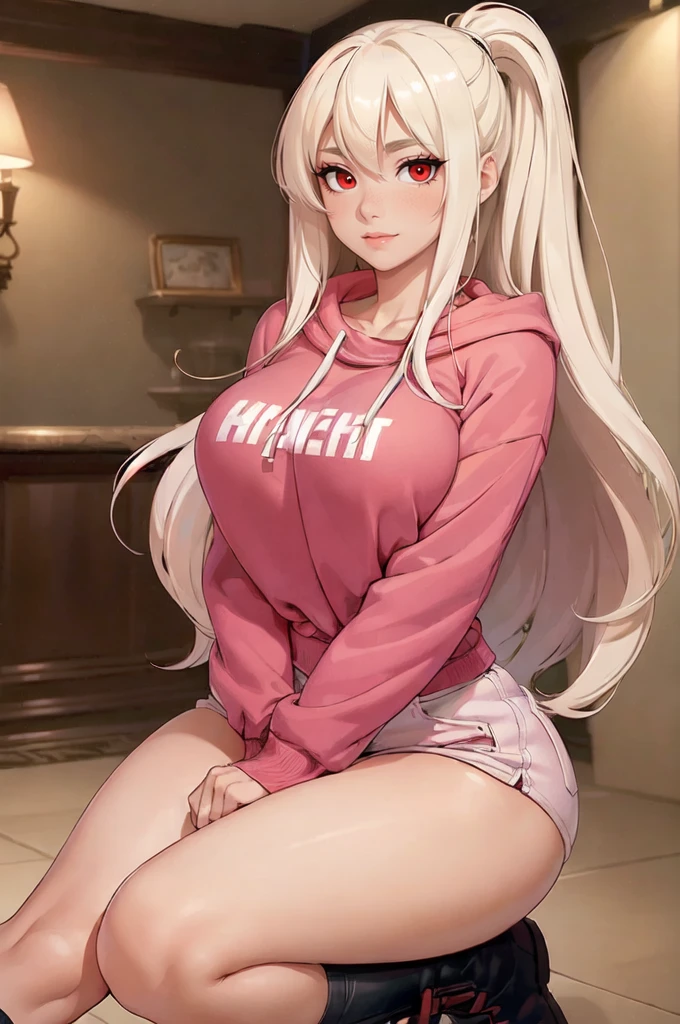 (Best Quality,Unparalleled Masterpiece:1.4),Ultra-Detailed CG 4K, is a 20-year-old college student. Beautiful face + Very large soft breasts + Slender waist + Wide hips  +thick/soft soft thighs + Large soft ass + Luscious lips. She has long straight platinum blonde hair and red eyes 
Outfit: bikini