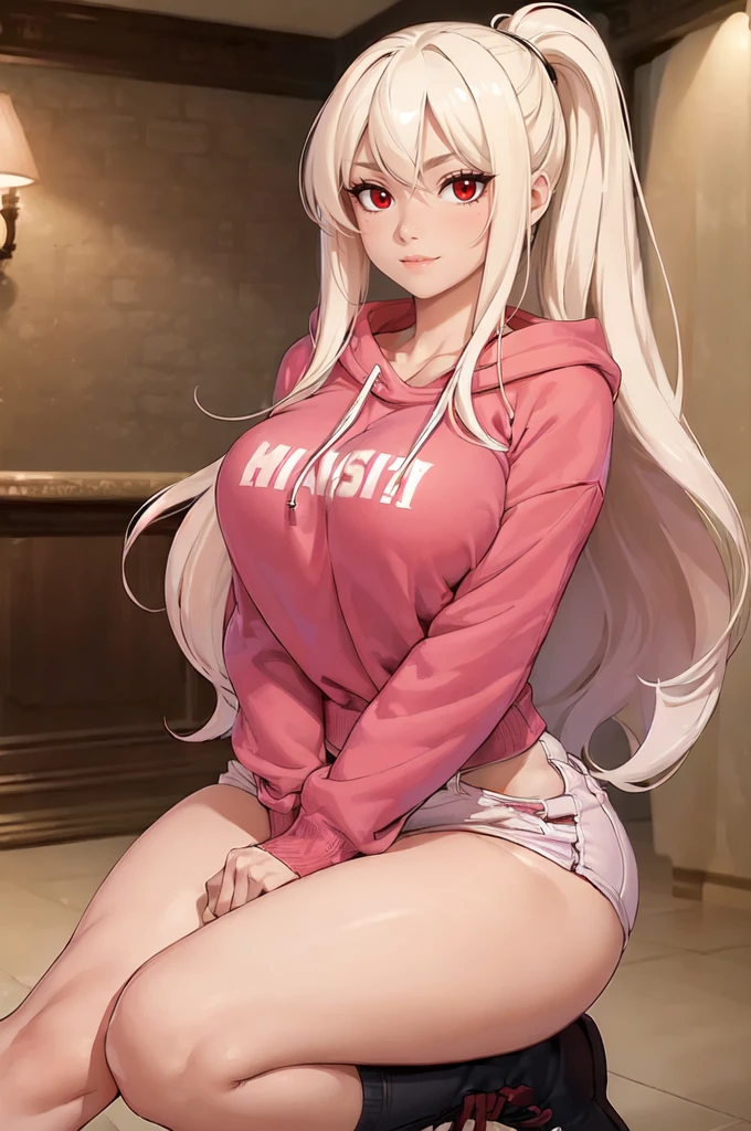 (Best Quality,Unparalleled Masterpiece:1.4),Ultra-Detailed CG 4K, is a 20-year-old college student. Beautiful face + Very large soft breasts + Slender waist + Wide hips  +thick/soft soft thighs + Large soft ass + Luscious lips. She has long straight platinum blonde hair and red eyes 
Outfit: bikini