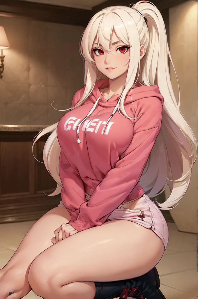 (Best Quality,Unparalleled Masterpiece:1.4),Ultra-Detailed CG 4K, is a 20-year-old college student. Beautiful face + Very large soft breasts + Slender waist + Wide hips  +thick/soft soft thighs + Large soft ass + Luscious lips. She has long straight platinum blonde hair and red eyes 
Outfit: bikini