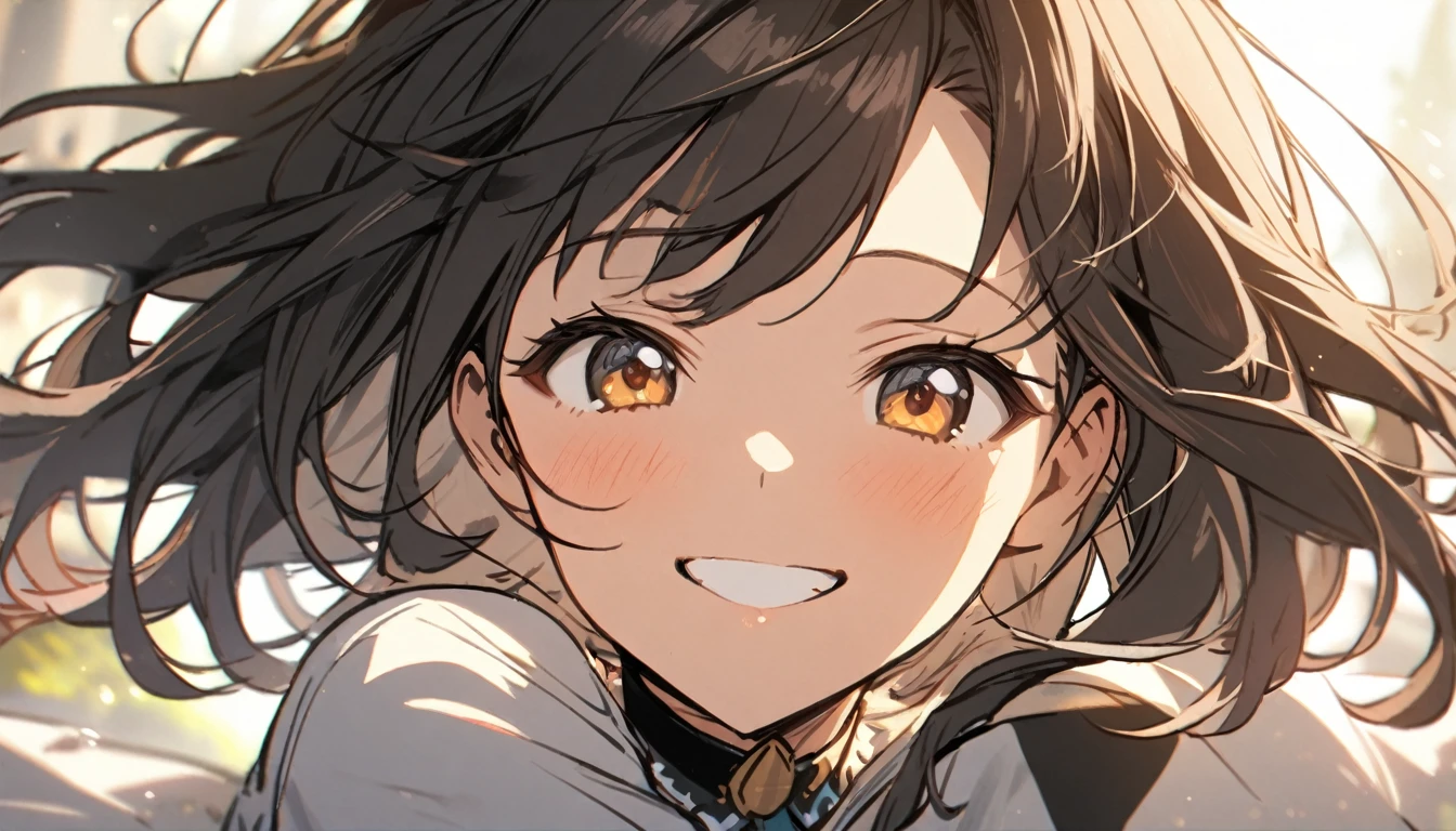 1 girl, smile