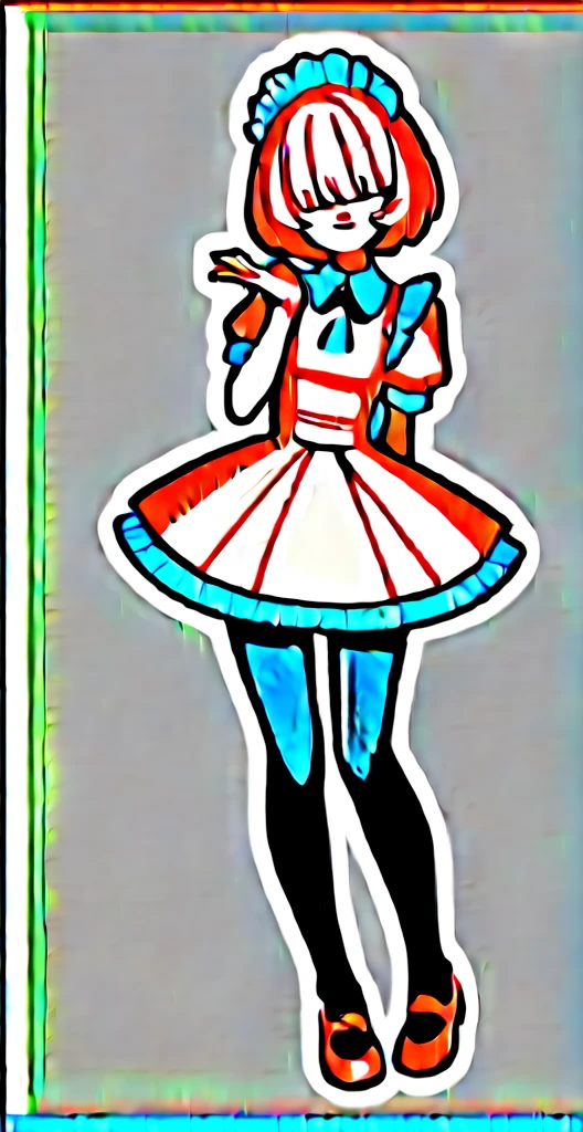 (((Long pinky Beautiful Hair))),pink hair,kawai,(((Eyes visible from bangs,hair over eyes:1.3))),,(cyan color eyes),,(pink slanted eyes),1girl in,bangs,long CYAN  hair, pantyhose,Cowboy Shot,white background,short hair,smiled,(wearing pink maid clothes), (maid dress type must have a perfect pink vest), Bangs should be long to the tip of the chin(((Standing pose facing to the right side free hand pose))), white background, Perfect arm fingers,,, 1 girl, ((The image must match the tag)) Bangs almost cover the eyes full body (The character's entire body from top to bottom is completely visible) (The character's entire body is visible from head to toe) wearing shiny pink shoes (full body image full body image) full body image full body image) white background, Long slim legs, Perfect pink maid outfit perfect pink vest perfect pink jabot 