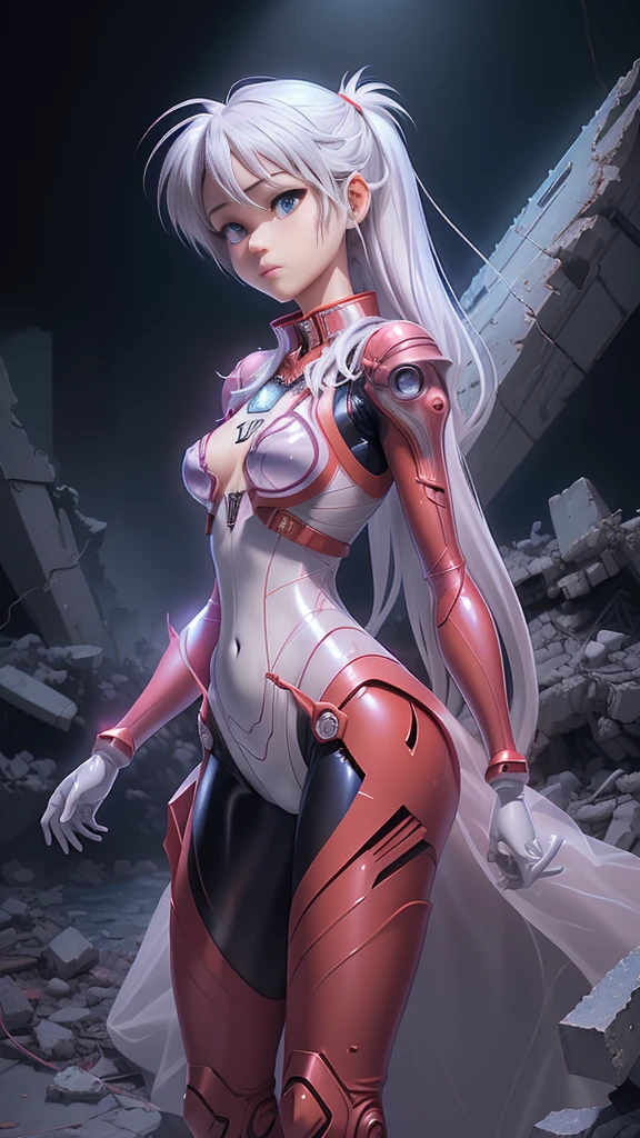 (The best quality,A high resolution,Ultra - detailed,actual),Selena Gomez es Asuka Langley soryu,spider man lasts , (white gray hair :1.4), (Asuka Langley soryu:V2.1),(super girl wonder woman costume ), (neon genesis evangelion:1.4), (latex BodySuit plastic transparent rojo :1.4) ,(Ruined dungeon ruins background:1.4 ), (Traje de Asuka Langley soryu letex rojo cyborg), epic fantasy art style hd, 4K fantasy art, epic fantasy digital art style, epic fantasy art style, Fantasy Woman, epic fantasy art portrait, Epic fantasy style, hyperrealistic fantasy art, hd fantasy art, epic fantasy character art, epic fantasy art, in style of dark fantasy art, epic fantasy digital art, (cowboy pose),( perfect anatomy :1.4), (Asuka Langley soryu:1.4), (Selena Gomez :1.4), (cinematic lighting :1.4)