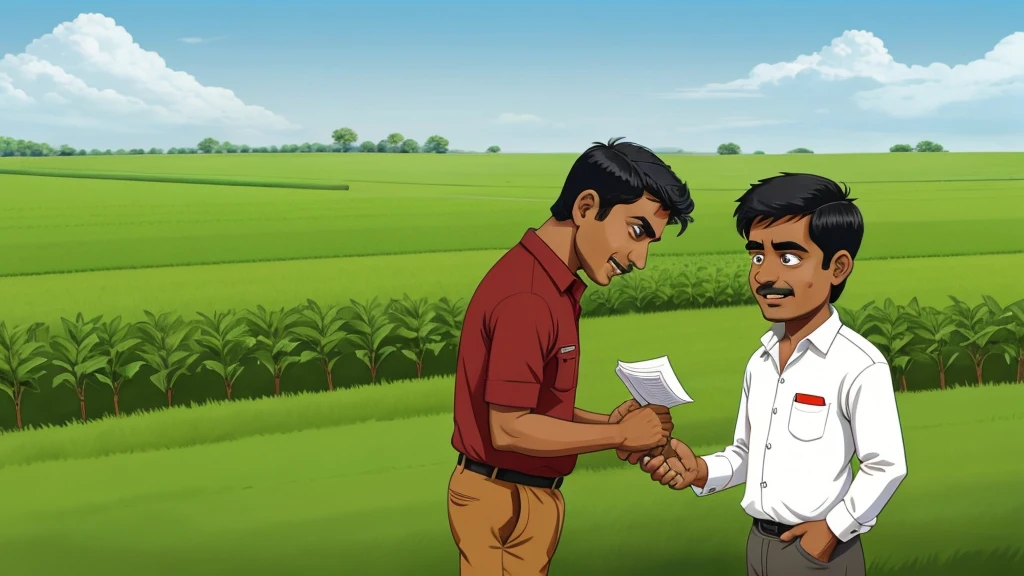 Farming and Business**: On one side Raju is working in farming and on the other side Mohan is showing his interest in business. Cartoon Image