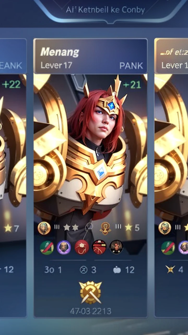 the jmage is a screenshot from a video game character selection screenhe image features a close-up view of a character's head, which is a man, 30 year, red hair wearing, gold and white armor,glare., epic anime style, anime style 4 k, range murata and artgerm, 4 k manga wallpaper, flying anime esper, badass anime 8 k, anime art wallpaper 8 k, high quality anime artstyle, anime boy, anime wallaper, extremely detailed artgerm, advanced anime digital art, red eyes, glare.