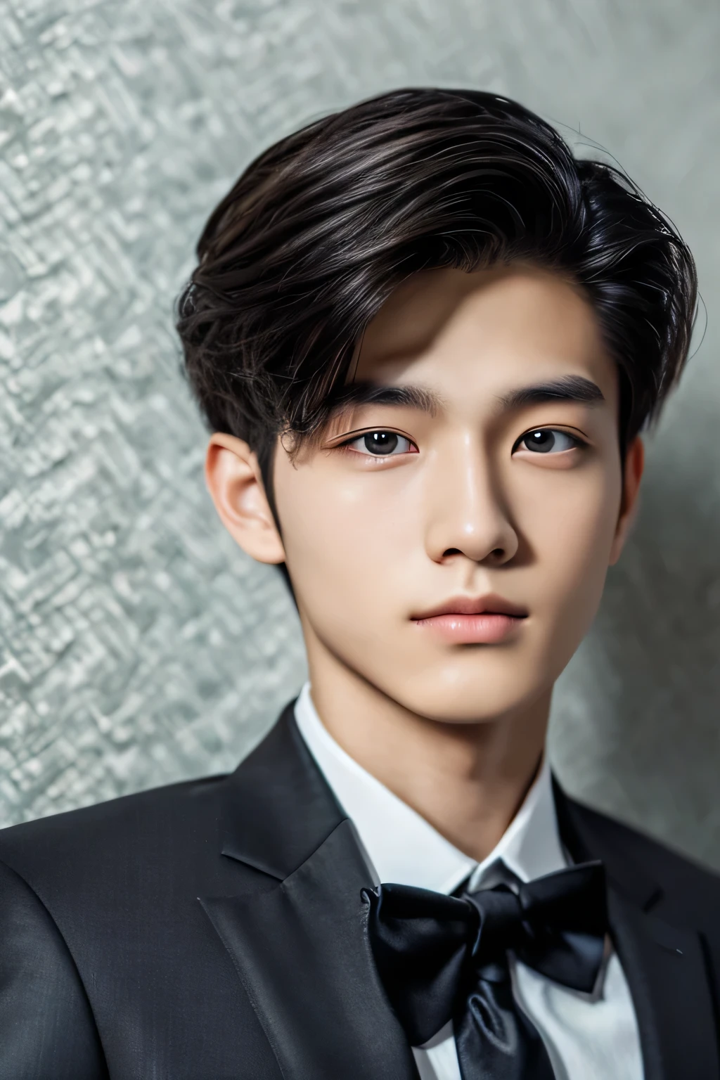 Highest quality, masterpiece, Ultra-high resolution, (Realistic: 1.4), Original photo, wallpaper, Head Photo, skin, Simple Background, Iris, detailed, Selfie, 1 boy, 18-year-old, good looking, Wind,night、suit