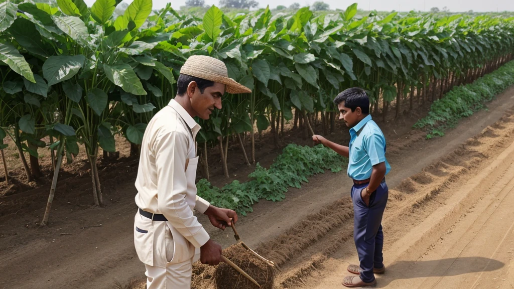 Farming and Business**: On one side Raju is working in farming and on the other side Mohan is showing his interest in business. 