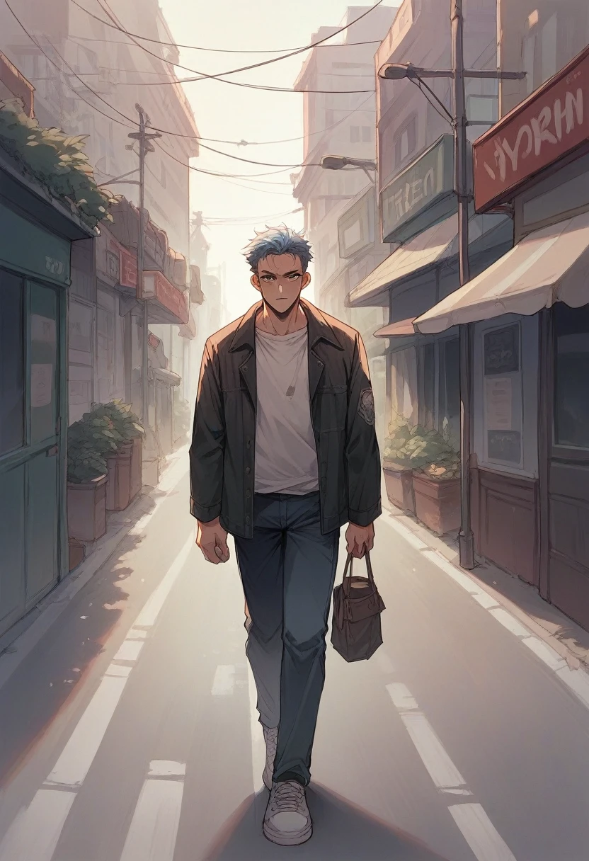 Draw the joker walking through the streets of New York