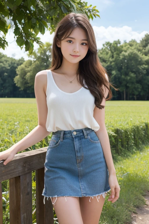18-year-old country girl&#39;s straw hat sweat shines while working part-time on farm during summer vacation