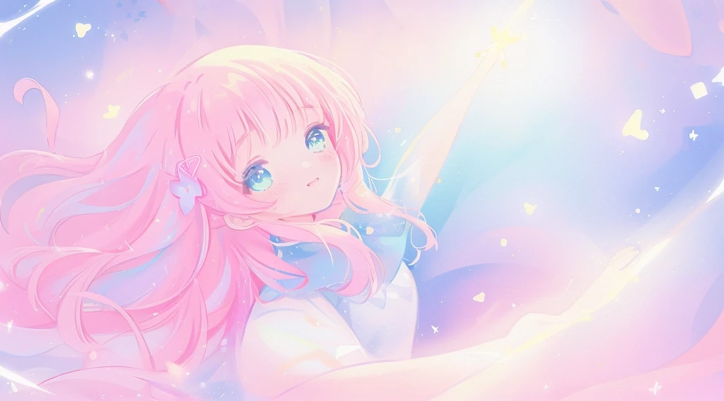 beautiful anime girl in colorful liquid dress, vibrant pastel colors, (colorful), magical lights, sparkling lines of light, inspired by Glen Keane, inspired by Lois van Baarle, disney art style, by Lois van Baarle, glowing aura around her, by Glen Keane, jen bartel, glowing lights! digital painting, flowing glowing hair, glowing flowing hair, beautiful digital illustration, fantasia background, whimsical, magical, fantasy, beautiful face, ((masterpiece, best quality)), intricate details, highly detailed, sharp focus, 8k resolution, sparkling detailed eyes, liquid watercolor