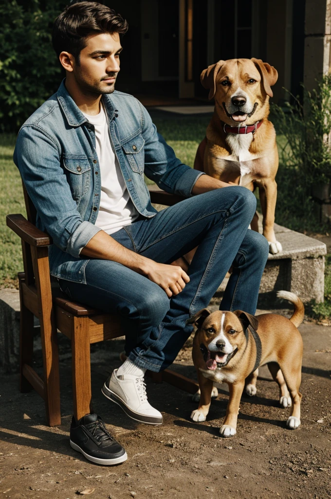 Leon with a dog