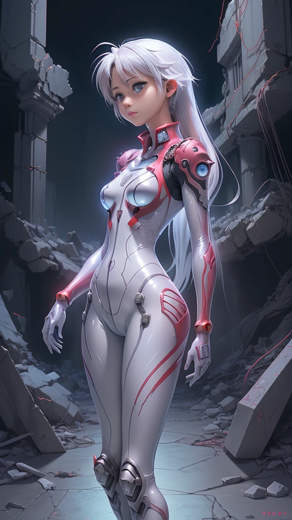 (The best quality,A high resolution,Ultra - detailed,actual),Selena Gomez es Asuka Langley soryu,spider man lasts , (white gray hair :1.4), (Asuka Langley soryu:V2.1),(super girl wonder woman costume ), (neon genesis evangelion:1.4), (latex BodySuit plastic transparent rojo :1.4) ,(Ruined dungeon ruins background:1.4 ), (Traje de Asuka Langley soryu letex rojo cyborg), epic fantasy art style hd, 4K fantasy art, epic fantasy digital art style, epic fantasy art style, Fantasy Woman, epic fantasy art portrait, Epic fantasy style, hyperrealistic fantasy art, hd fantasy art, epic fantasy character art, epic fantasy art, in style of dark fantasy art, epic fantasy digital art, (cowboy pose),( perfect anatomy :1.4), (Asuka Langley soryu:1.4), (Selena Gomez :1.4), (cinematic lighting :1.4), (ciberpunk :1.4), (anatomía perfecta :v2.1), (no mutaciones)