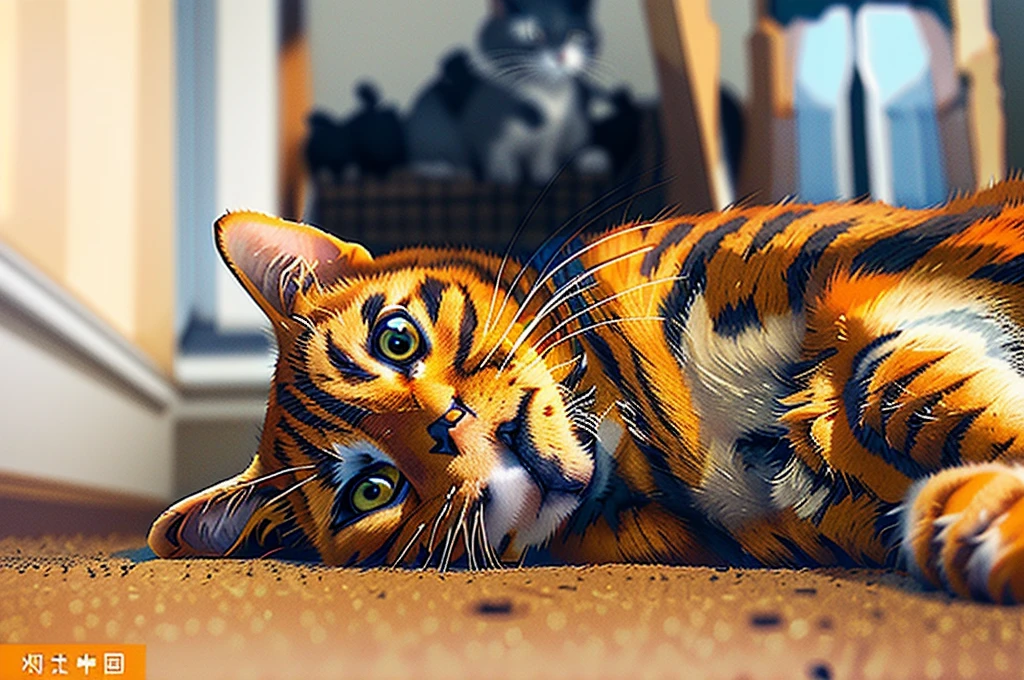 There is a cat lying on the floor, an Orange Cat, ginger cat, Photo of a cat, Orange Cat, ginger cat in mid action, Cat Photos, cute Cat Photos, A sick cat lies in the bedroom, Shot with Canon EOS R 6, A cute cat, This cat is orange, Portraits, looking towards camera