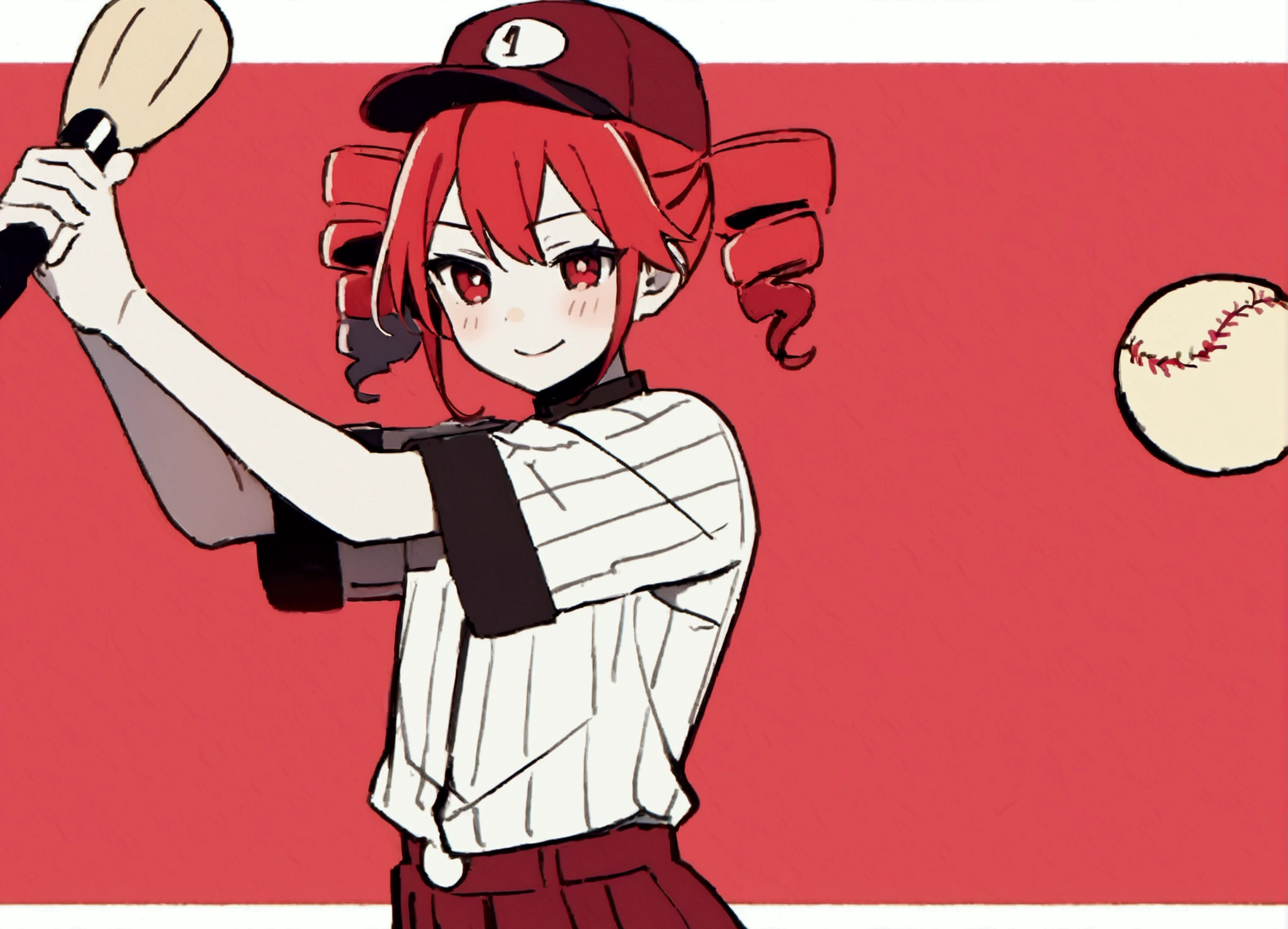 Red hair, plays baseball, smiles