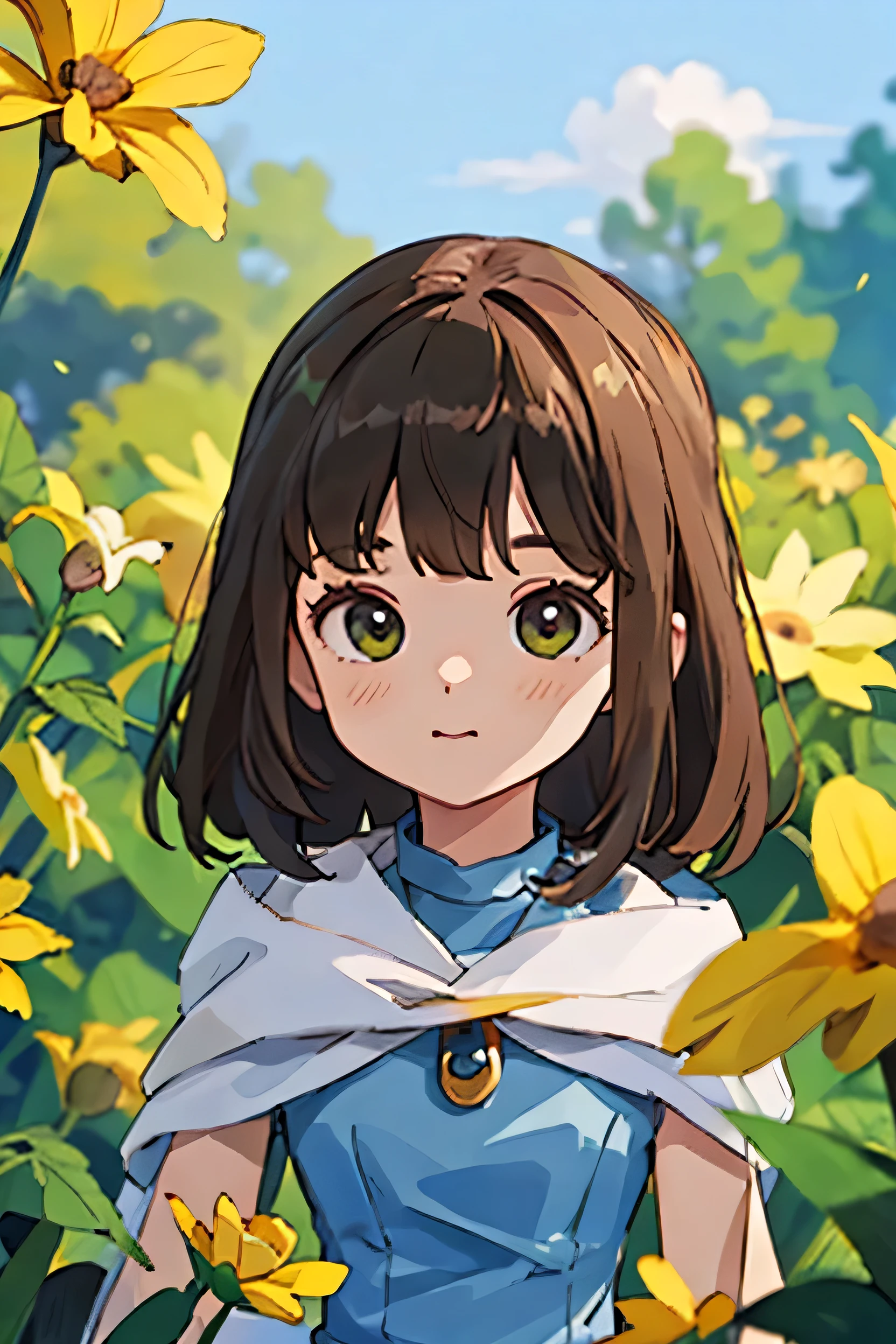 masterpiece, Highest quality, alone, One Girl,View your audience,space,Very detailed, masterpiece, Highest quality, An attractive woman and a cute puppy、Enjoying a lovely spring outing surrounded by beautiful yellow flowers and nature, Lamia