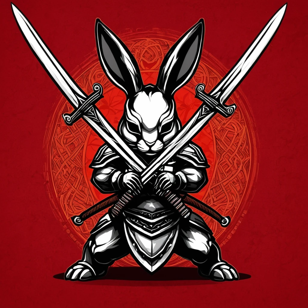 「strength『Scorpio Rabbit』のstrength章を作成してください。strength章には以下の要素が含まれることを希望します:
- A rabbit base with a touch of scorpion element - (Cute deformed design:1.6)
- Incorporating some elements of crossed swords and shields - Simple design - Red and black tones in the background symbolize determination and unity in the fight」