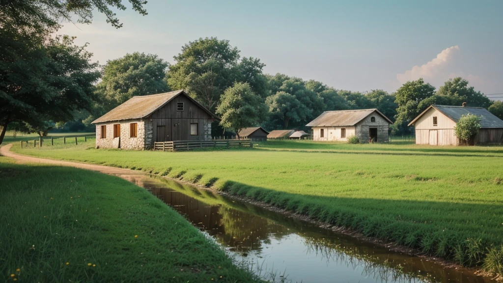 Rural Atmosphere**: A view of the simple and peaceful village atmosphere.