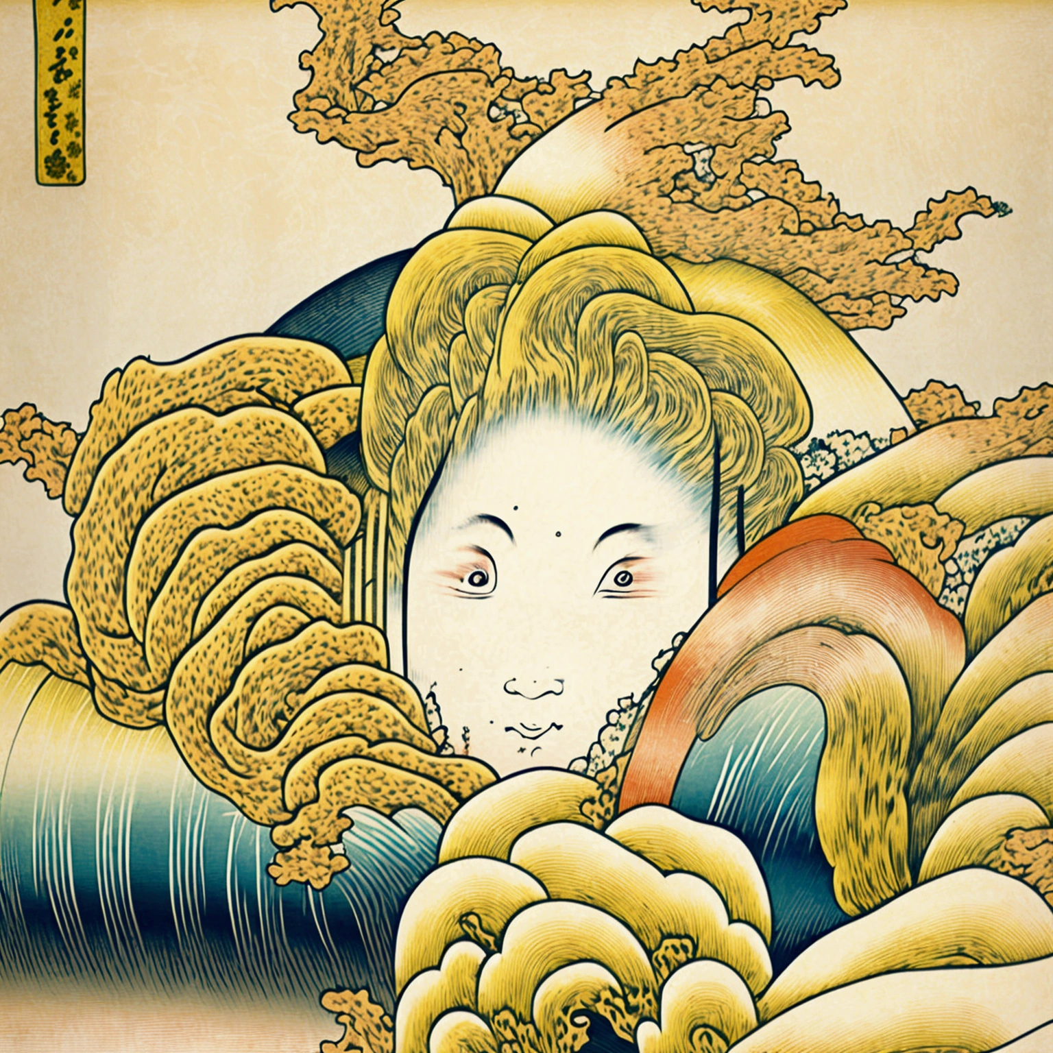 (((The Birth of Blonde Venus)))、(((Beautiful blonde woman)))、,(((Ukiyo-e)))、Royal Sister,Jay's official art,Unity8k wallpaper,Ultra-detailed,Beauty and aesthetics,masterpiece,Highest quality,(zIntertwined,Mandala,Tangled,Intertwined),(Fractal Art:1.3),One girl,Very detailed,Dynamic Angle,Cowboy gets shot,Chaotic beauty,elegant,Barbaric design,Bright colors,Romanticism,JamesJean,Robbie Deviantano,Lost Run,Francis Bacon,Michal Muraz,Adrian Gurney,Petrakot Wright,Gerhardricht,takato yamamoto,Ashley Wood,Atmospheric,Ecstasy Music Notes,Streaming notes are visible