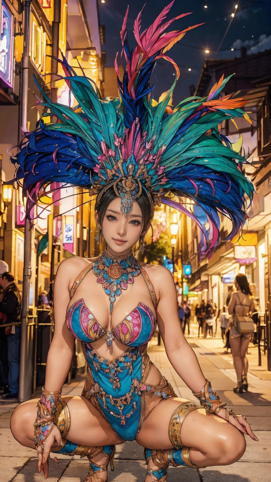 Highest quality, Official Art, masterpiece, Fabric Shading, High resolution, Very detailed, colorful, detailed, High leg samba micro costume:1.5, Microwave is fine:1.9, 1 female, Age 25, Black Hair, short hair, bob cut, One Length, BIG ASS:1.9, A bustling boulevard, sunny, skinny, {{Surrounded by male photographers:1.9}}, She has been photographed by many male photographers..:1.7, There is a snowstorm, Blessed, welcome:1.5, Camel Toe:1.9, Ground level shot, squatting:1.5, spread legs:1.8, 