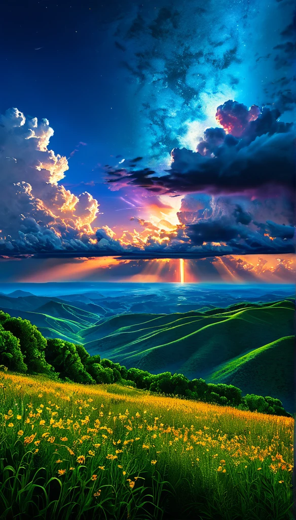 summer sky,photorealistic,highly realistic,extreme details,breathtakingly realistic,high contrast realism,high saturation realism,vibrant colors,dramatic lighting,captivating landscape,compelling storytelling,atmospheric scene,mesmerizing visuals,intricate details,strong emotions,celestial beauty,dreamlike world